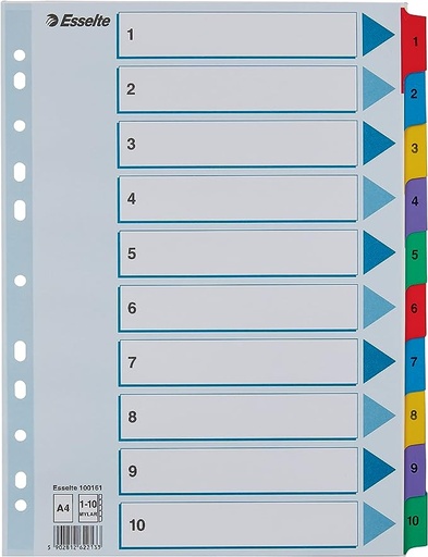 [PA-009-000001] ESSELTE 100161 Índice de cartulina 10 posiciones A4