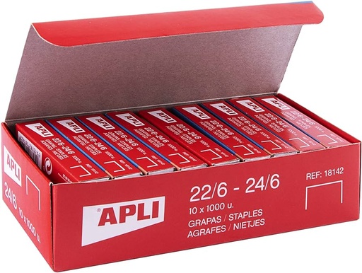 [PA-001-000008] APLI Grapas galvanizadas 22/6 - 24/6 (Pack 10 cajas  1000 uds/caja)